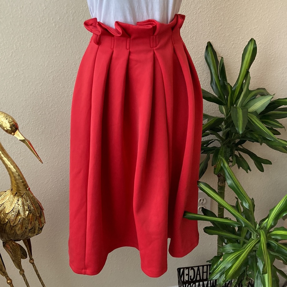 Paper Bag Waist Midi Skirt